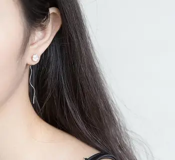 

100% Real. 925 Sterling Silver Fine Jewelry Flower Waterwave Twisted Threader earrings Dangle gtle2002