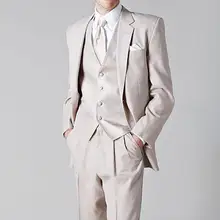 Две кнопки жениха смокинги друзей жениха Мужские свадебные костюмы выпускного вечера на заказ(куртка+ брюки+ жилет+ галстук) K: 236