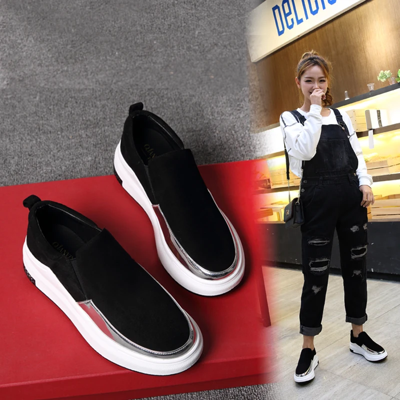 

2019 Bspring new women's Vulcanize shoes Internet celebrity Joker muffin platform flat casual loafers Mixed Colors Yasilaiya