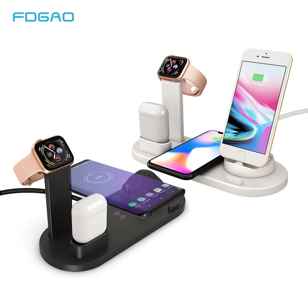 

FDGAO 3 in 1 Charging Dock Station Stand For Airpods Apple Watch 10W Fast Qi Wireless Charger For iPhone X XS MAX XR 8 7 6 Plus