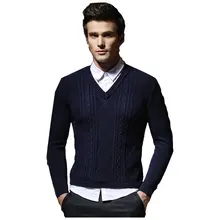 Sweater Pullover Men 2017 Male Brand Casual Soild Color Sweaters Men Comfortable Hedging V-Neck Men’S Sweater M-XXL
