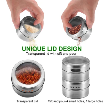 

Magnetic Spice Jar Set With Sticker Stainless Steel Spice Tins Spice Storage Container Pot Kitchen Condiment Holder Kitchen Tool