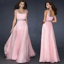 Sexy Women Sleeveless Sequins Pink Chiffon Long font b Dress b font Backless font b Evening