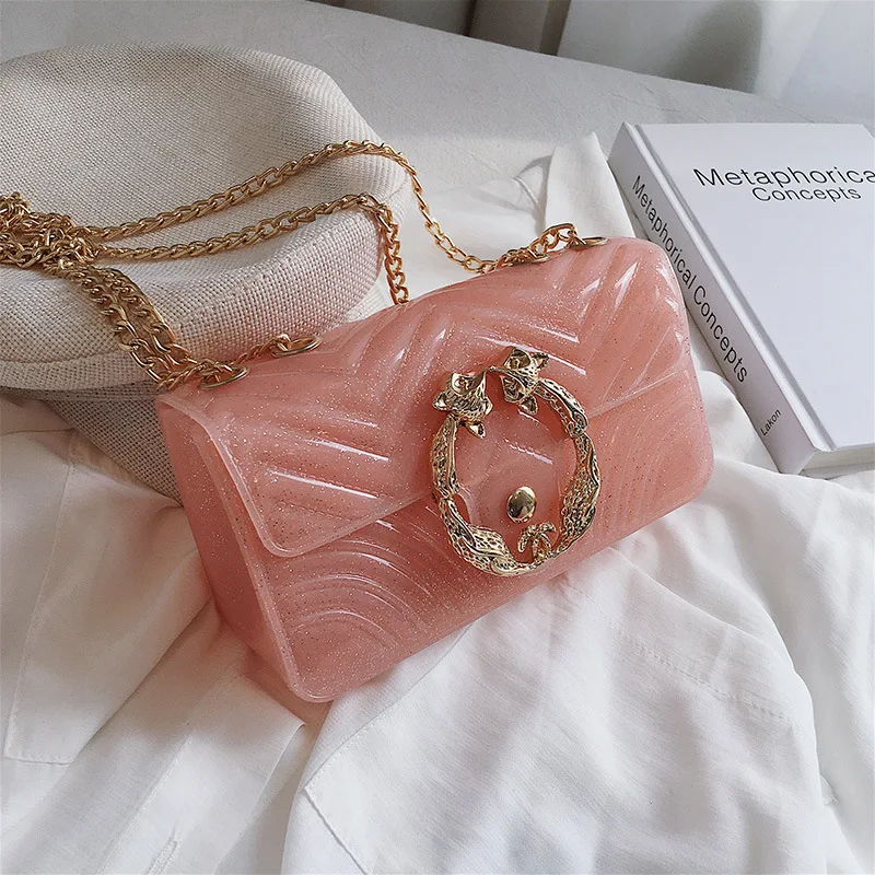 

Brand Luxury Gold Buckle Beach Jelly Bag Designer Women Small Messenger Bag Ladies Handbags Chic Shiny Sequined Shoulder Bags