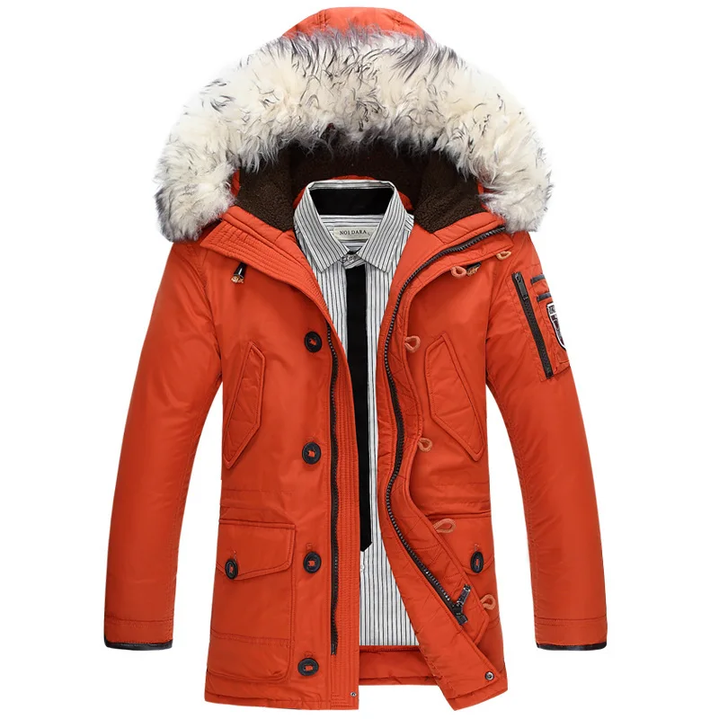 Зимняя пуховик мужской капюшоном Повседневное толстый теплый длинное пальто меховой Куртка с воротником Для куртка мужская зимняя пальто
