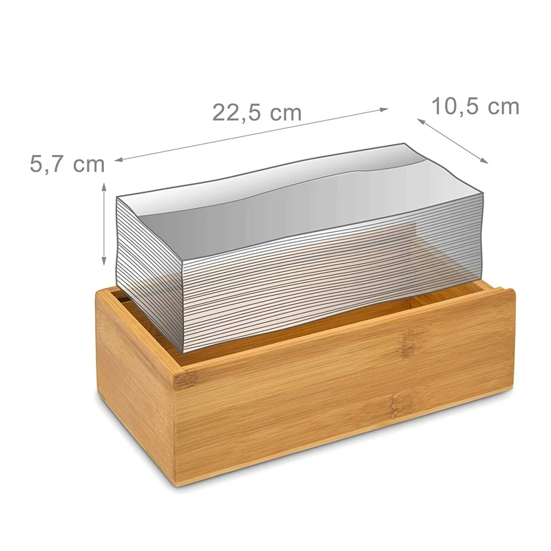 ELEG-Bamboo box 7.5 x 24 x 12 cm can be used for paper handkerchiefs as paper towel dispenser with