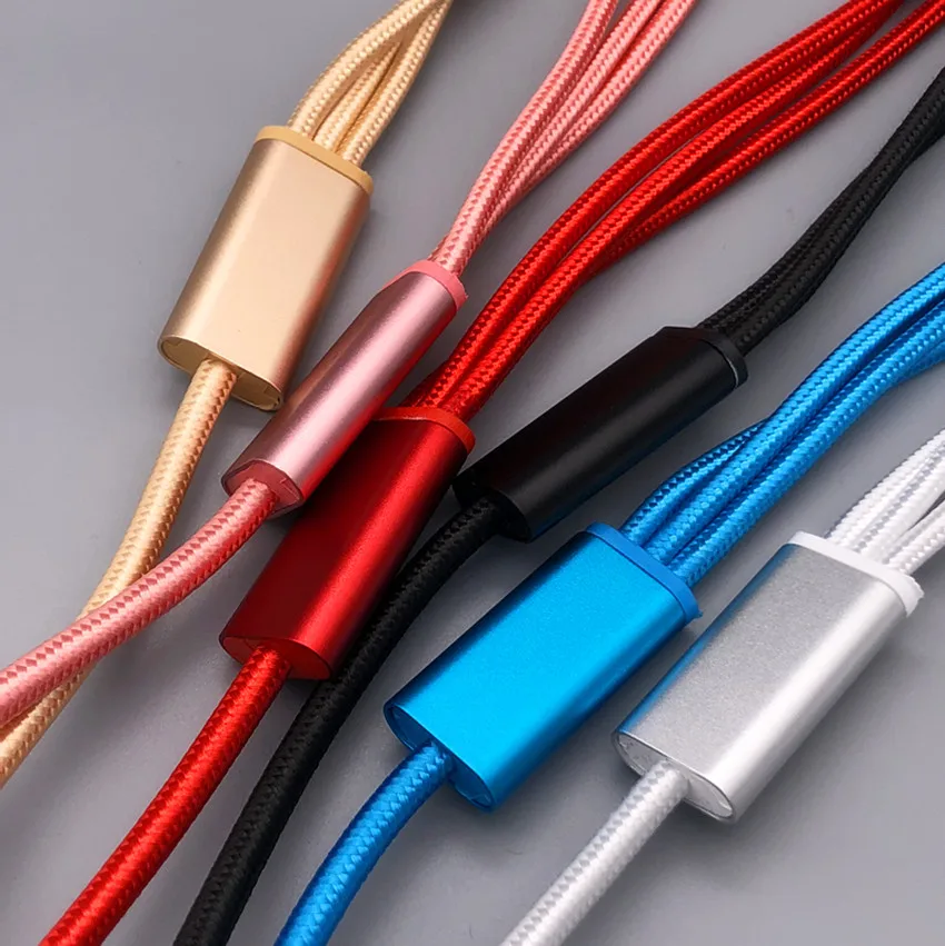 Нейлоновый плетеный 3 в 1 кабель 2A usb кабель для зарядки для iphone samsung micro android type c кабель с упаковкой