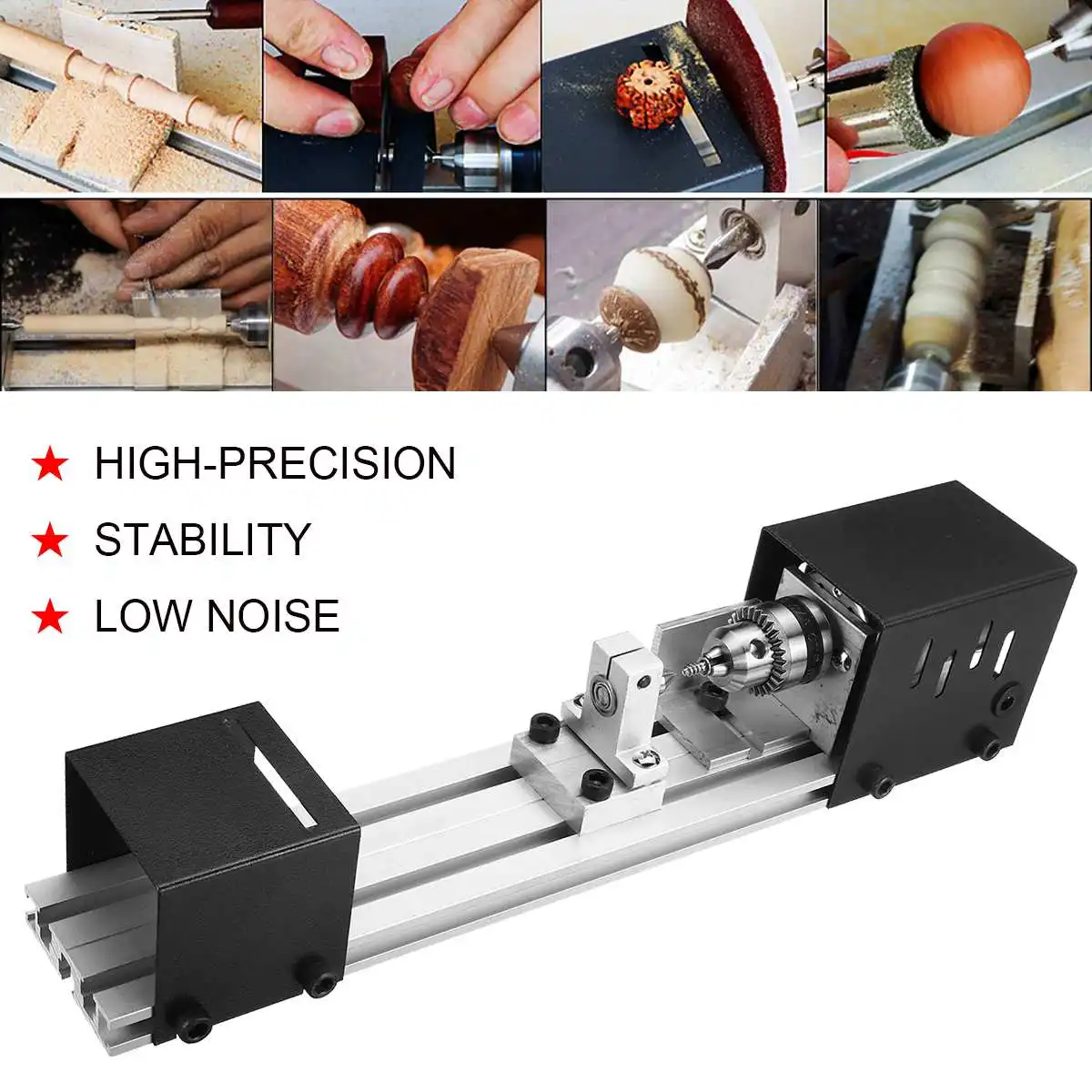 

100W Mini Lathe Beads Machine DIY Woodworking Lathe Polishing Grinding Drill Tool Carving Cutter Wood Lathe Polishing Drill Tool