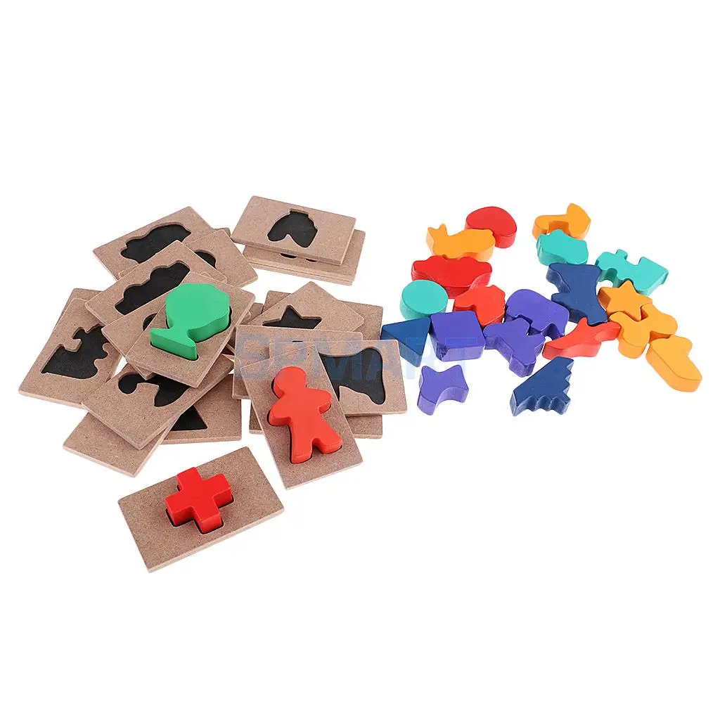 

Children Baby Montessori Materials Wooden Shadow Matching Insert Boards Toy Jigsaw Puzzles Early Learning Educational Toy Gift