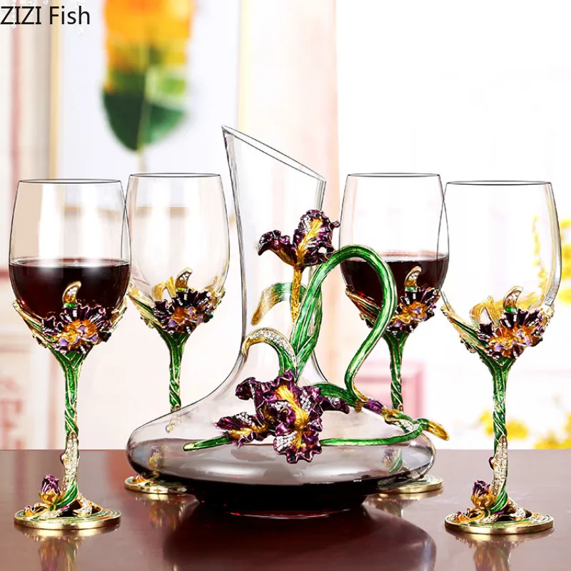 

Crystal Glass Goblet Wine Decanter Wine Rack European Style Home Decoration Wine Glasses Suit