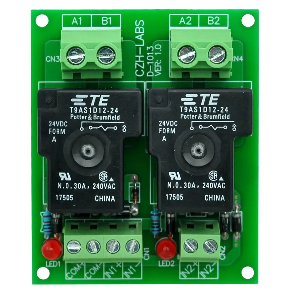 CZH Labs 24V Passive 2 SPST NO 30Amp Power Relay Module Board.in