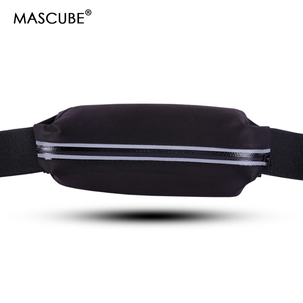 MASCUBE водонепроницаемая Спортивная поясная сумка для бега, тренировки, эластичность, многофункциональные аксессуары для фитнеса - Цвет: Черный цвет