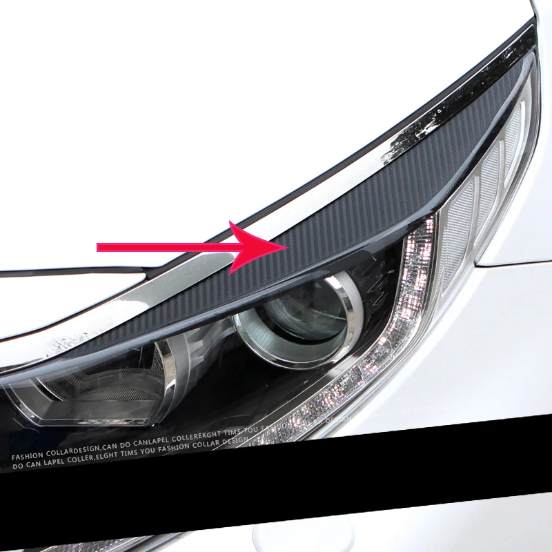 

2pcs For Kia optima 2016-2017 Car Front Head Light Eyebrow Sticker Decorator Carbon Fiber Lamp Eyelid Eye Line Fender Strip