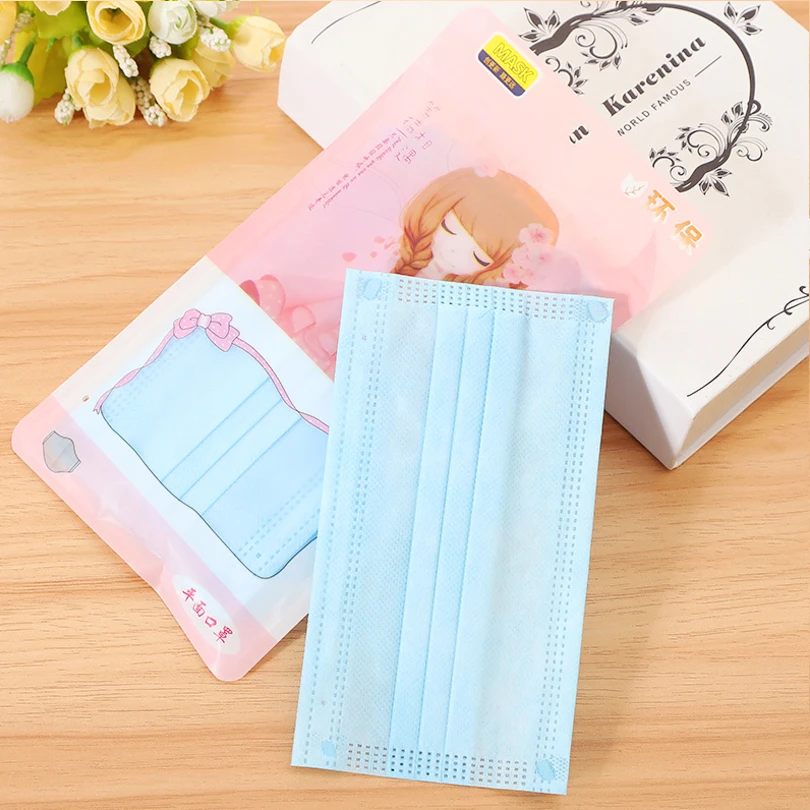 Moledodo 50pcs Disposable Dust Mouth Mask Non-woven sunscreen pink mask Flood control anti-pollution disposable Mouth mask  D50