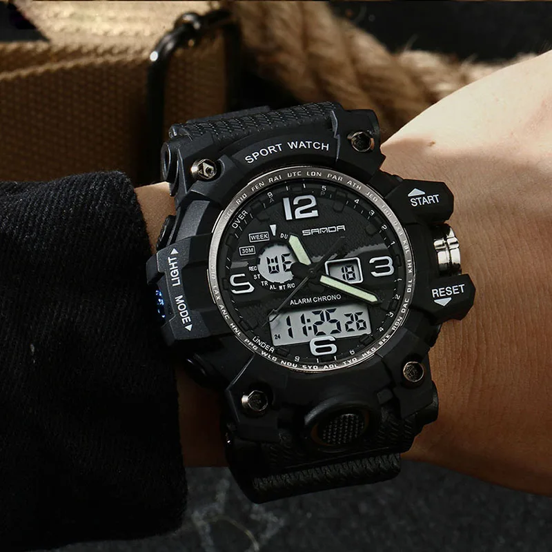  2019 SANDA 742 Military Men's Watches Top Brand Luxury Waterproof Sport Watch Men S Shock Quartz Wa