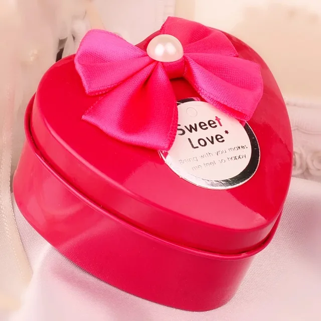 free shipping 100pcs lot tinplate heart candy box candy jar with