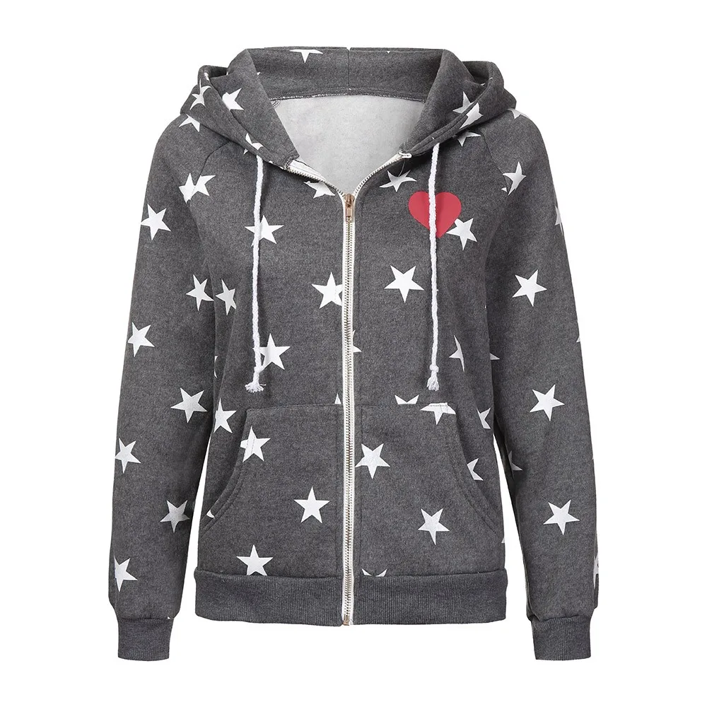New Women Ladies Zipper Tops Hoodie Hooded Sweatshirt Coat Jacket