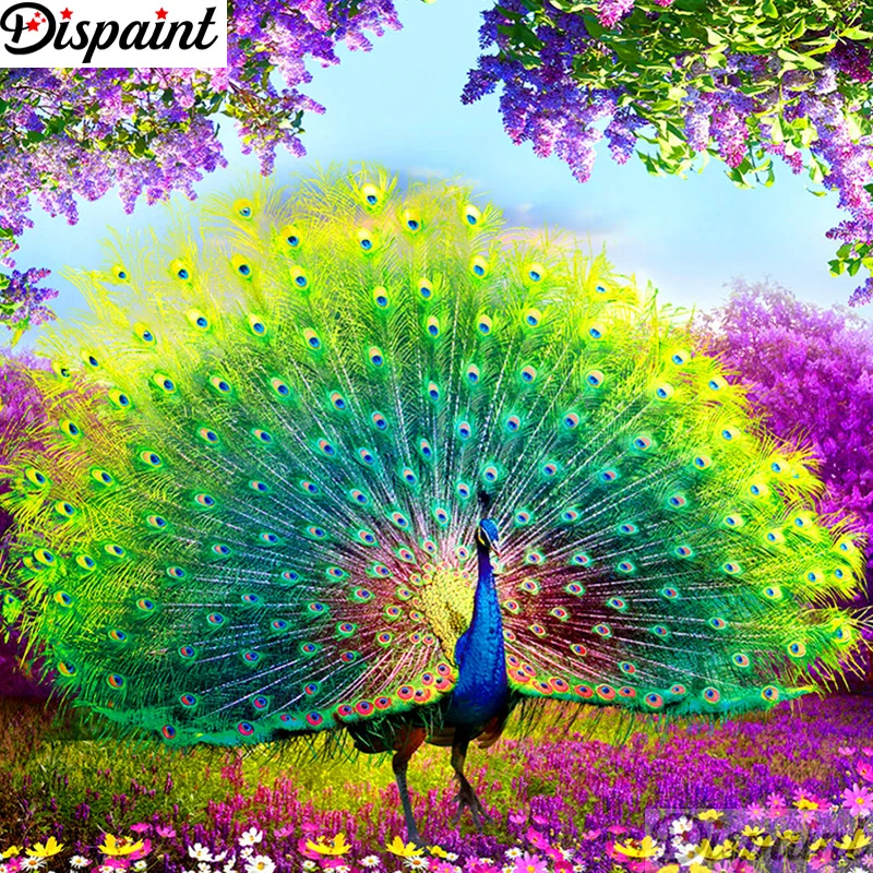 

Dispaint Full Square/Round Drill 5D DIY Diamond Painting "Animal peacock" 3D Embroidery Cross Stitch 5D Home Decor A11396