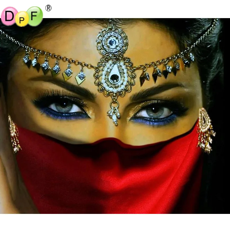 

DPF 5D Diamond Paintings Cross Stitch Diamond Pattern Pictures of Rhinestones Needlework Diamond Mosaic Crafts masked woman