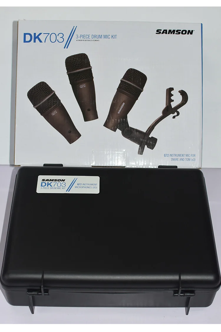 Samson DK703 3-Piece барабан микрофон в комплекте 3 штуки Q72 Mic+ поворотные крепления для snare барабанов и томов производительность сцены и записи