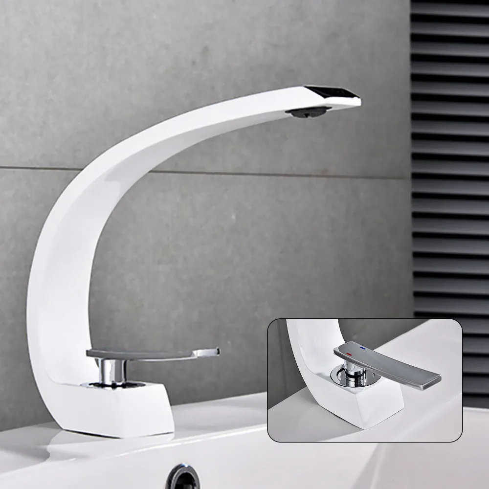 

Sink Washbasin Faucet Bathroom Water Tap Hot Cold Water Tap Single Lever Mixer Deck Mount Waterfall Bathroom Supplies