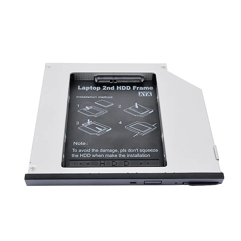 laptop hard disk external case Sunvalley 2nd HDD Caddy 9.5mm SATA To SATA Aluminum SSD Drive Case DVD CD-ROM Case For Dell E6400 Laptop Notebook hdd enclosure 3.0