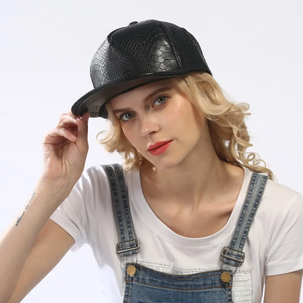 Хип хоп Крокодиловая искусственная кожа одноцветная Snapback городская женская