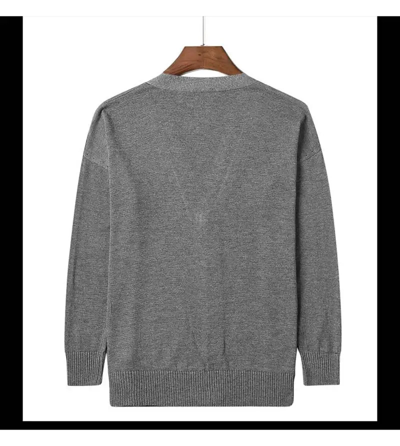 FAISIENS зимние мужские свитера большого размера v-образный вырез длинный рукав кардиган Homme сплошной серый черный 5XL 6XL тонкий мужской вязаный свитер
