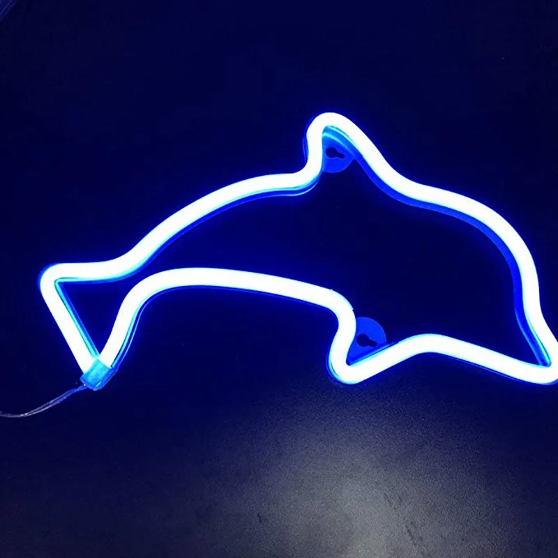 Creative Dolphin Shape LED Night Light Wall Hanging Small Neon Lamp for Bedroom Study Kids Birthday Christmas Gift Home Decor (2)