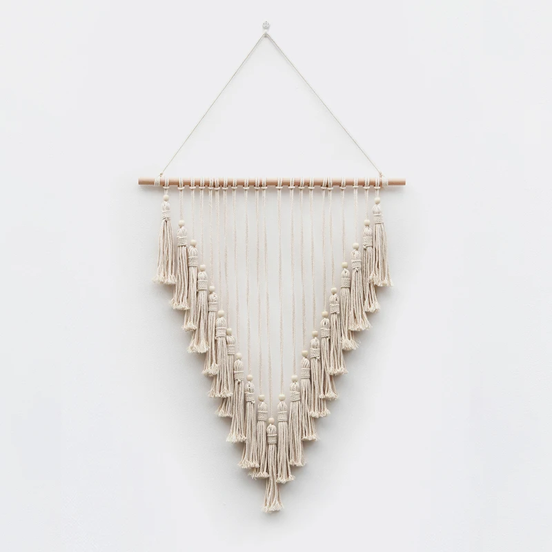 

3d sticker Cream Macrame Wall Hanging Decoration Wall Art Handmade Tapestry Murale with Lace Fabrics for Home Wedding Decor