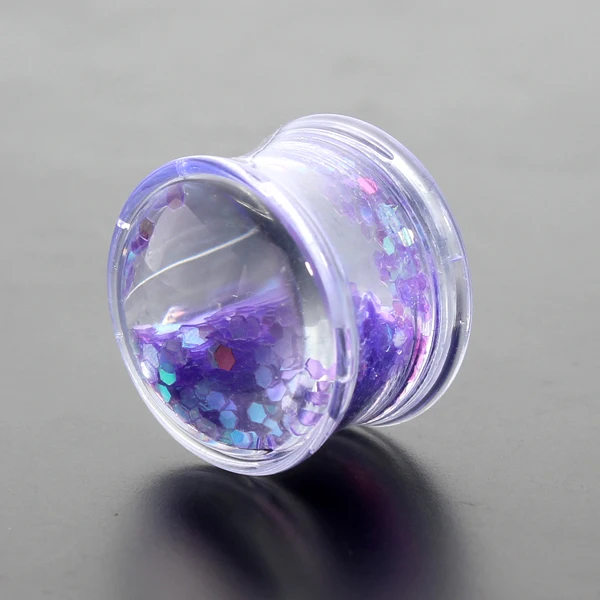 20pcs/lot High Quality Clear Acrylic Ear Plugs Artificial DIY Paillette Flesh Tunnel Ear Plugs