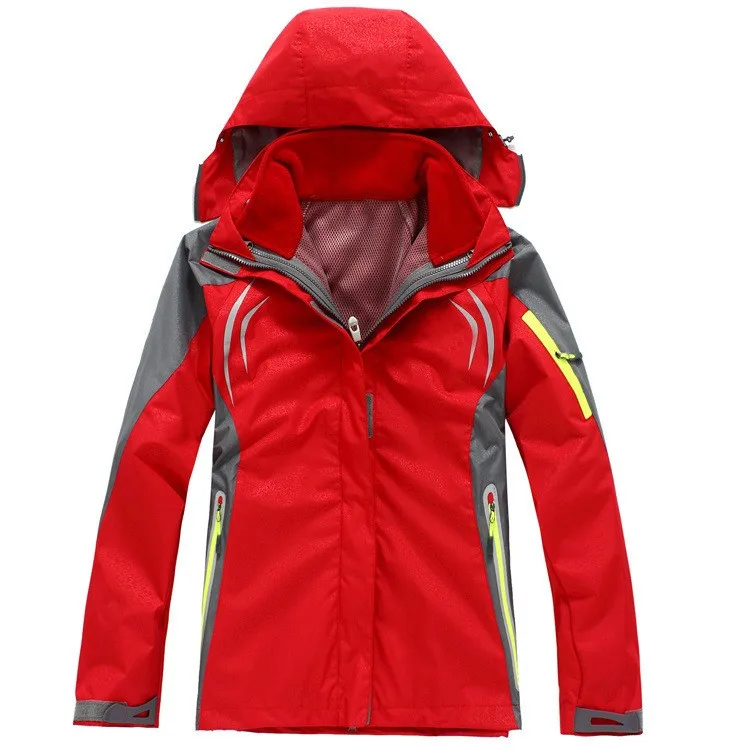 Хит/женские спортивные ветрозащитные водонепроницаемые куртки, теплая лыжная одежда, куртка для горного кемпинга, большие размеры, S-4XL - Цвет: Красный