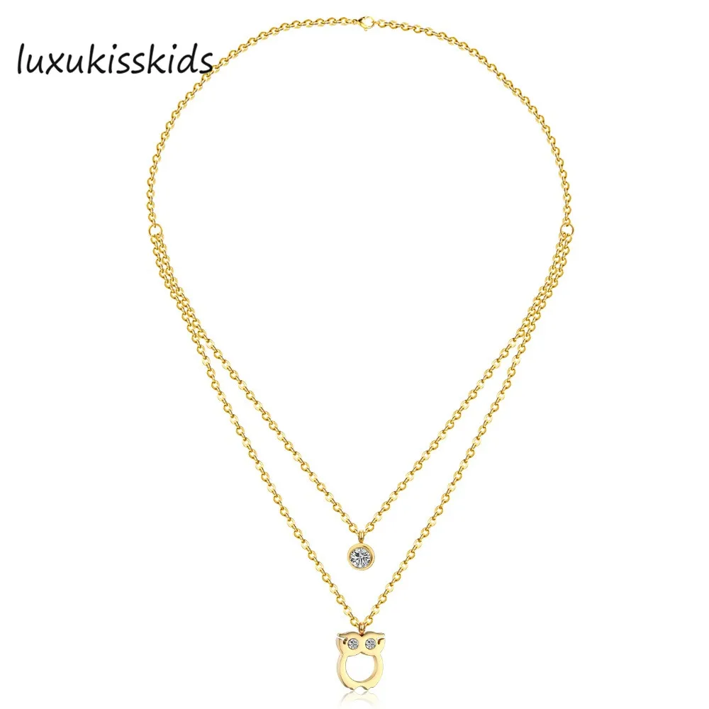LUXUKISSKIDS Hot Sale 316L Stainless Steel Double Chain Necklace With