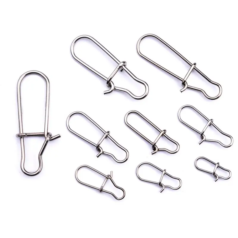 

100pcs Fastlock Fishing Barrel Swivel Safety Snap 12mm-33.5mm Snap 0#-8# Fishing Swivels Fishing tool 7