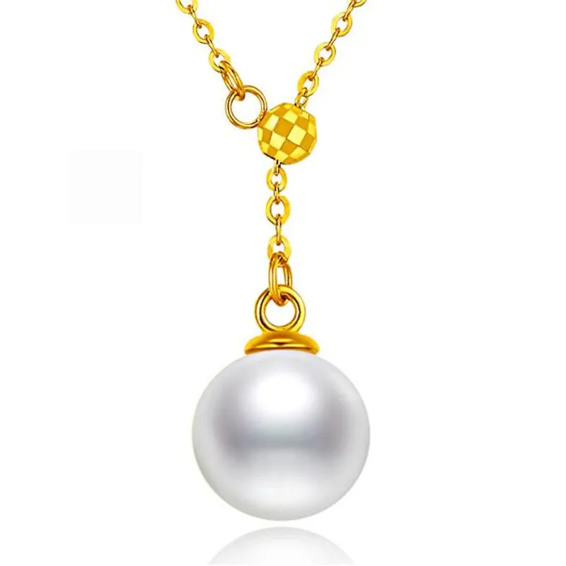 

Cute 7.80mm Freshwater Pearl Jewelry 100% Real 18K Gold Long Pearl Pendant Necklace 1.80G Women Chain Wholesale Drop Shipping
