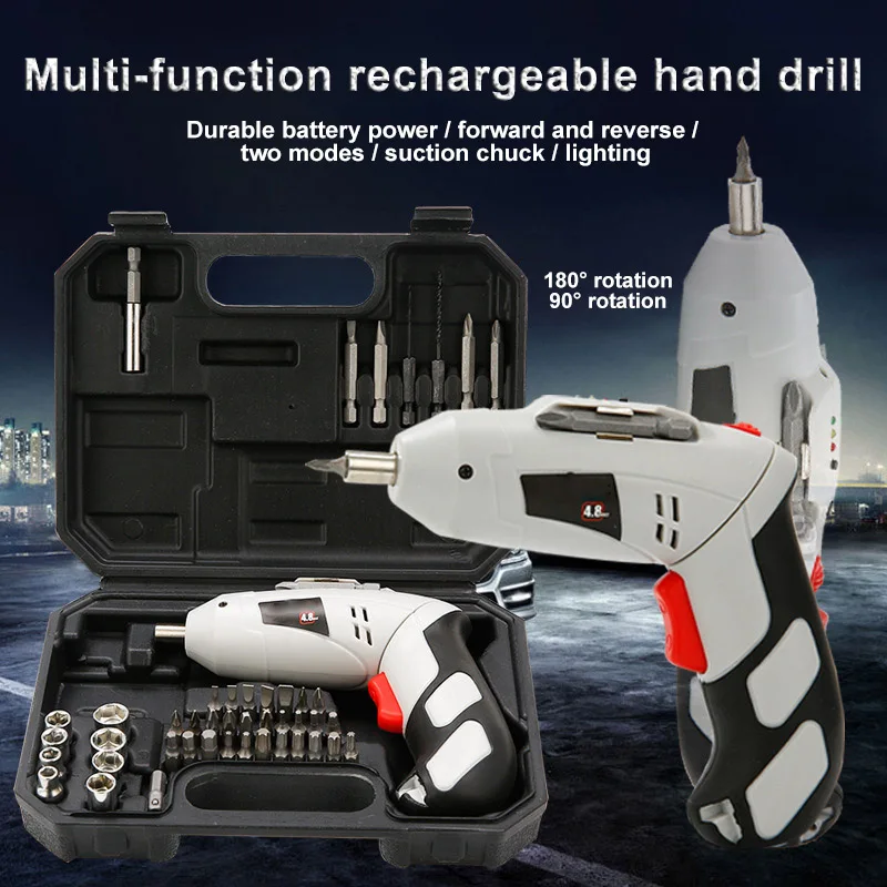 

Electric Screwdriver 4.8V Portable Cordless Screwdriver 45 Pcs Screws Kit ALI88
