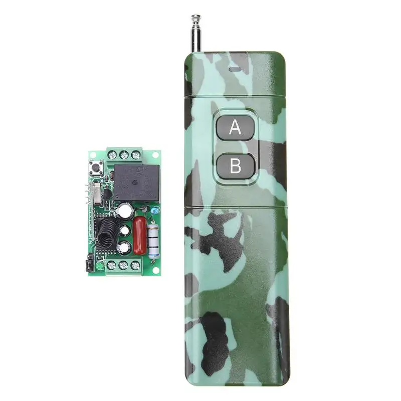 

AC 220V 1 Channel 315/433MHz Wireless 2 Button Remote Control Switch Receiver Transmitter for Door Garage Camouflage