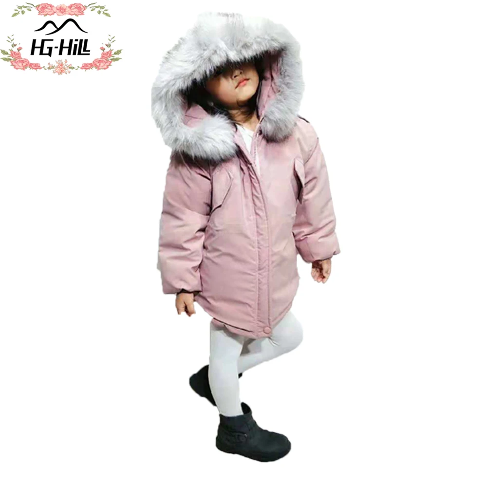 HG hilm PINK016 Зимний Розовый пуховик для маленьких девочек детское пуховое пальто