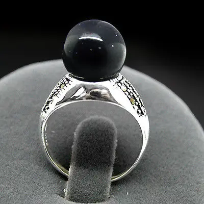 

man/woman 8MM BLUE SAND jade BEADS MARCASITE & 925 STERLING SILVER RING SIZE 7/8/9/10