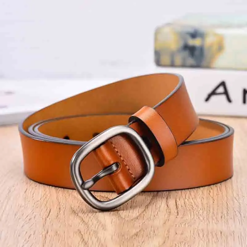 

Women's fashion round buckle jeans wild leather belt women's fashion dress wild belt simple new round pin buckle belt