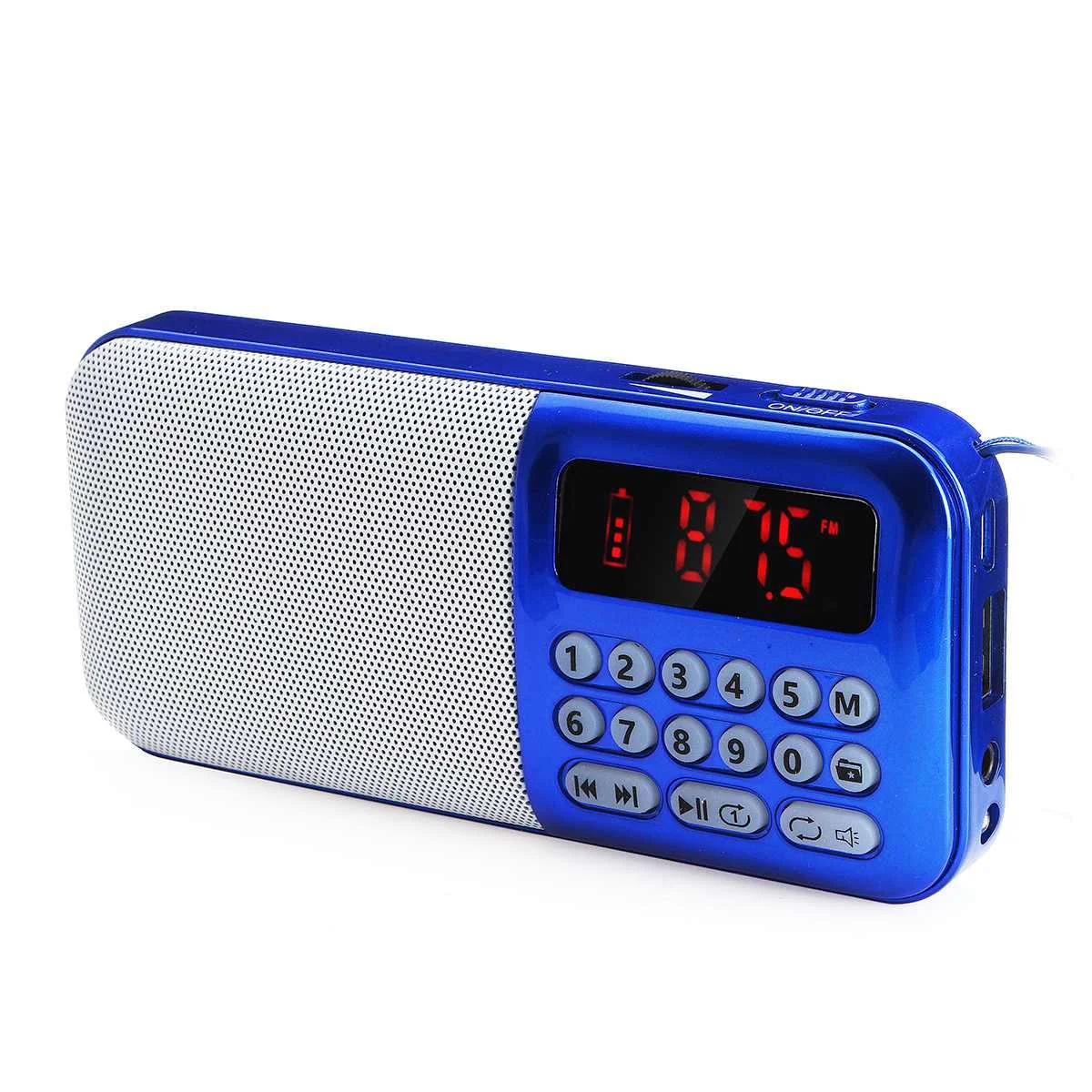 Портативный радио портативный цифровой FM USB TF MP3-плеер динамик светодиодный свет DC 5 в FM радио TF карта USB дополнительный громкоговоритель аудио плеер - Цвет: Синий
