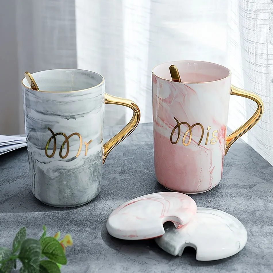 

Europe Style Cups And Mugs Office Home Coffe Cup With Lid And Spoon Ceramis Tea Cup Milk Cup CU070903