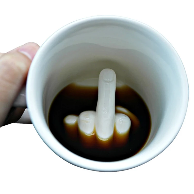 

Funny Style White Middle Finger mug,Ceramic Mugs 300ml Capacity Water CupCreative Design Mixing Coffee Milk Cup Drinkware