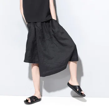 

Pantalon Femme Vintage Retro Boho Harajuku Broek Vrouwen Cotton Linen Elastic Waist Harem Wide Leg Casual Pants Women Trousers