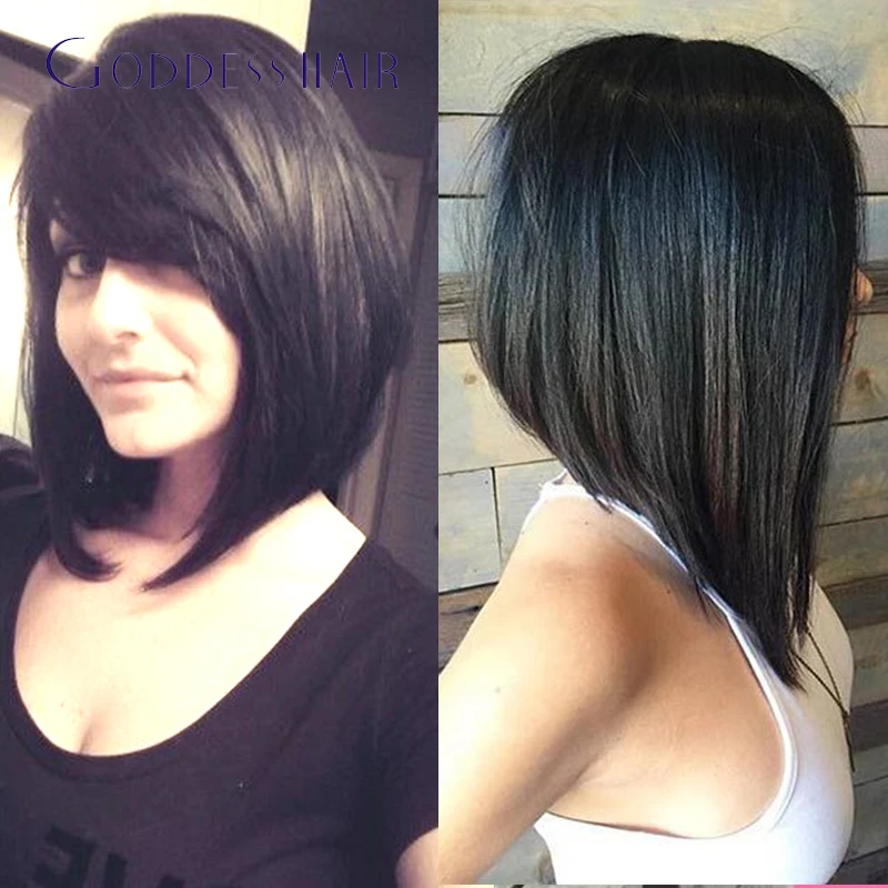 

Short Brazilian Bob Lace Wig Glueless Lace Front Bob Wigs With Side Bangs baby hair Lace Front wig Nice Bob Cut Natural Hairline