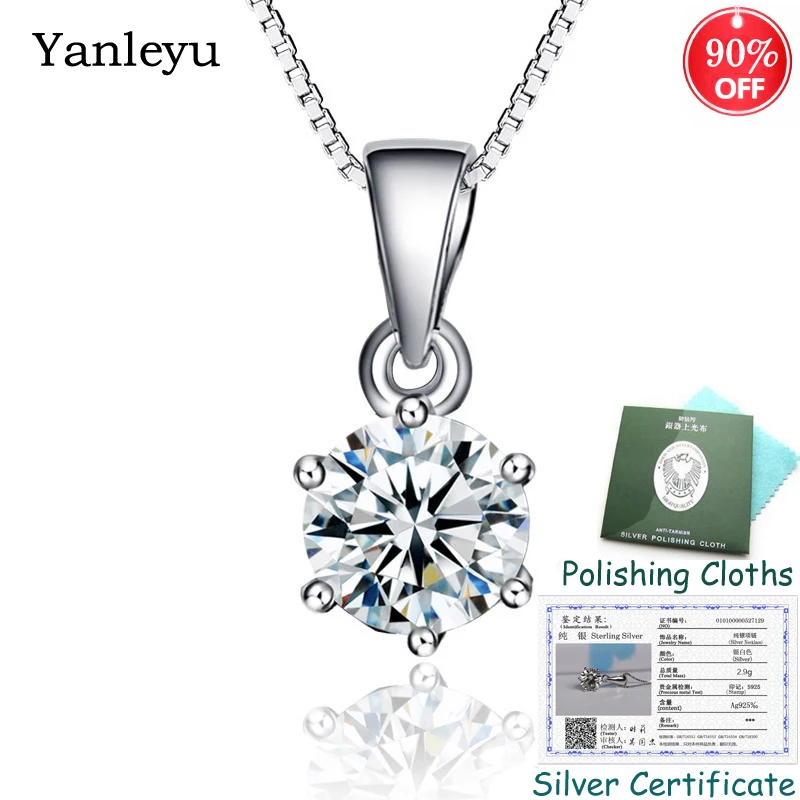 Отправили Серебряный сертификат! Yanleyu классическое ожерелье с подвеской из