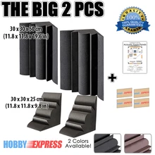 Arrowzoom 2 pcs Bass Trap Acoustic Panel Sound Absorption Studio Foam 11.8 x 11.8 x 9.8" / 11.8 x 11.8 x 19.6" 2 Colors KK1036