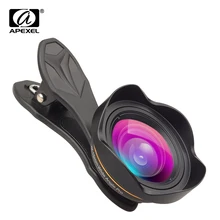 Apexel kit de lentes de câmera óptica, profissional, 15mm, 4k, lentes com ângulo wide, sem distorção, para iphonex 8 plus htc more smartphone