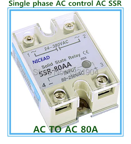 

Однофазный твердотельные реле переменного тока для SSR-80AA 80A ССР реле вход 24-380vac выход 80-250vac