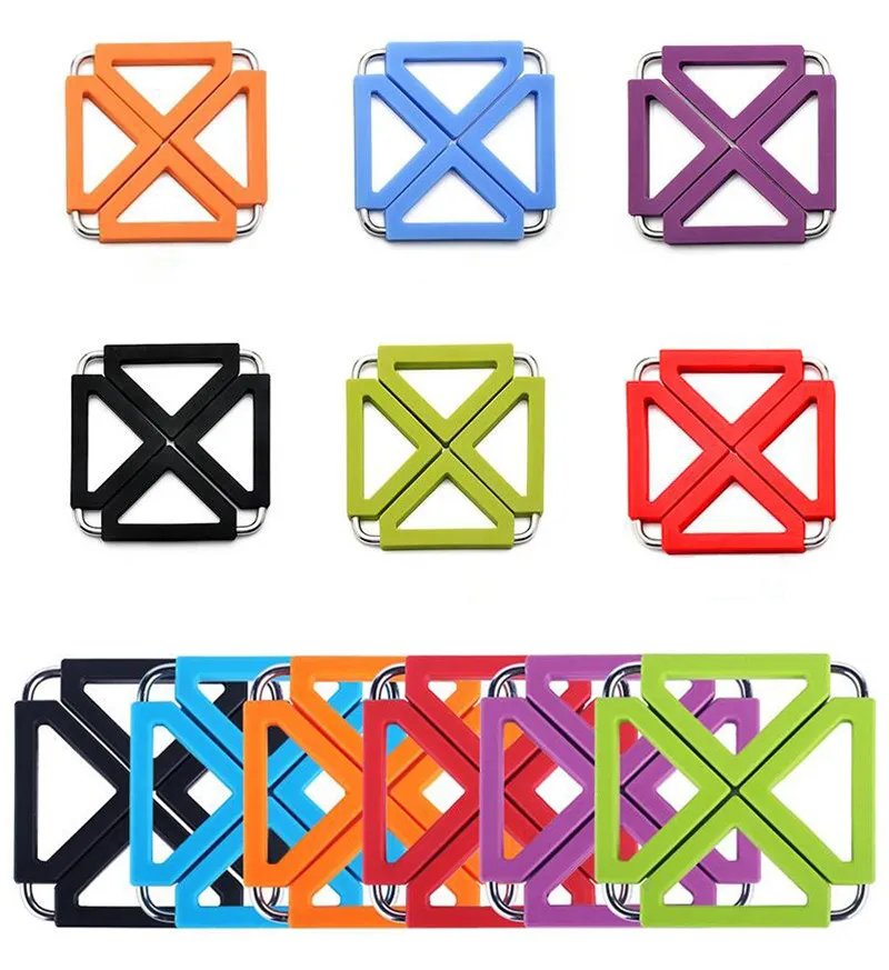 

Foldable Square Kitchen Insulation Hot Pad Trivet Coaster Heat Resistant Pads Trivets Mat Multipurpose Silicone Pot Holder
